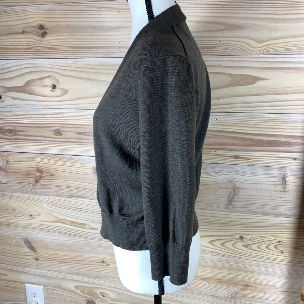 Worth Wool Cardigan Sweater Womens Medium Cropped One Button Minimalist Office - Picture 3 of 7